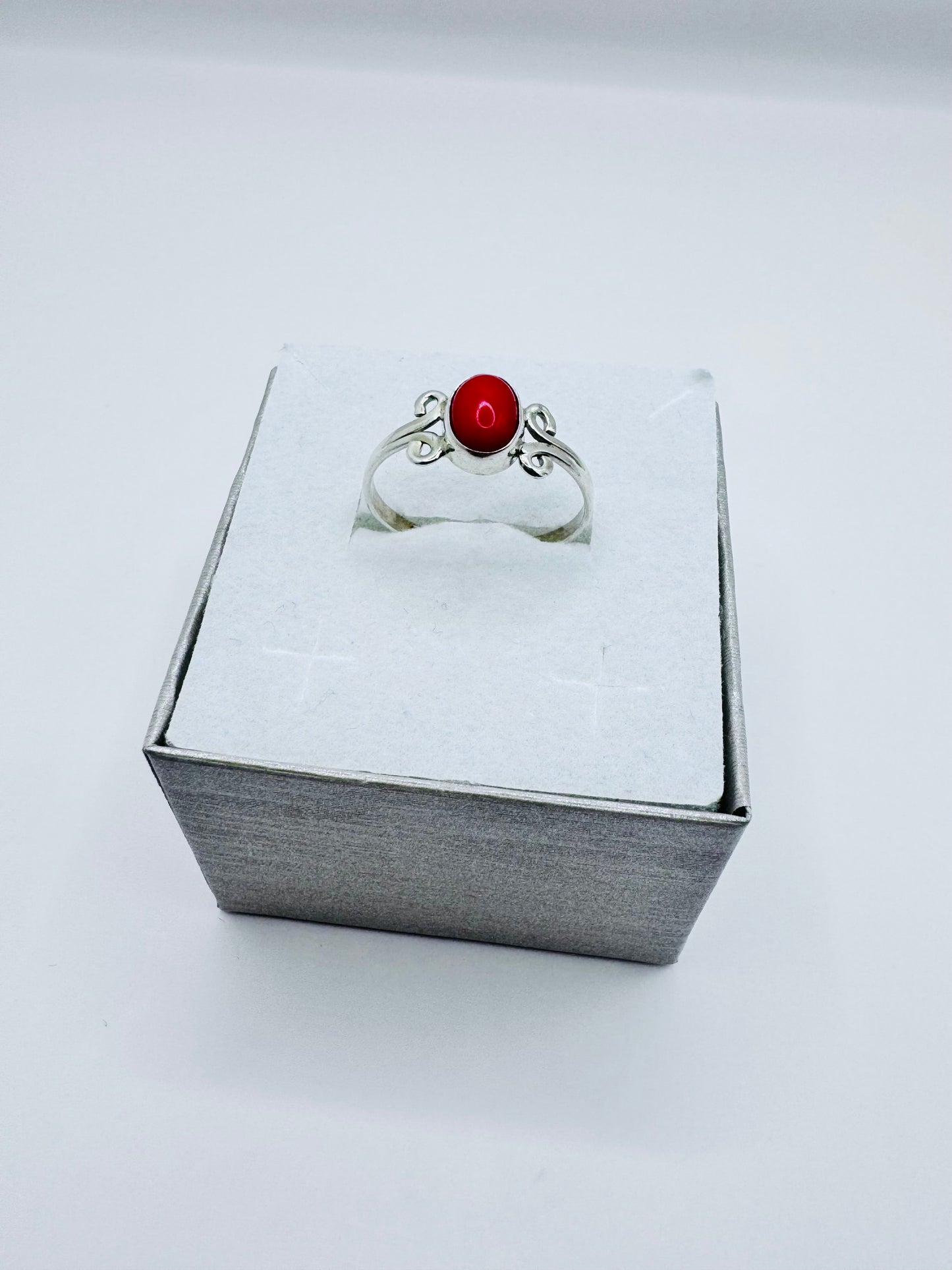 Anello Argento 925 e Corallo Rosso